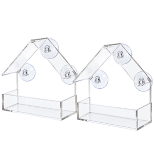 Raamvogelvoederhuisjes met Zuignappen – Set van 2 – 15x6x15 cm
