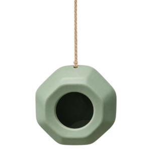 Rond keramisch vogelhuisje - groen